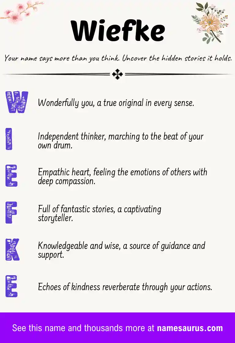Acrostic poem about Wiefke.