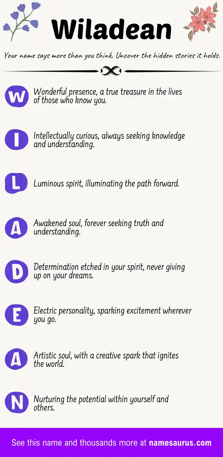 Acrostic poem about Wiladean.