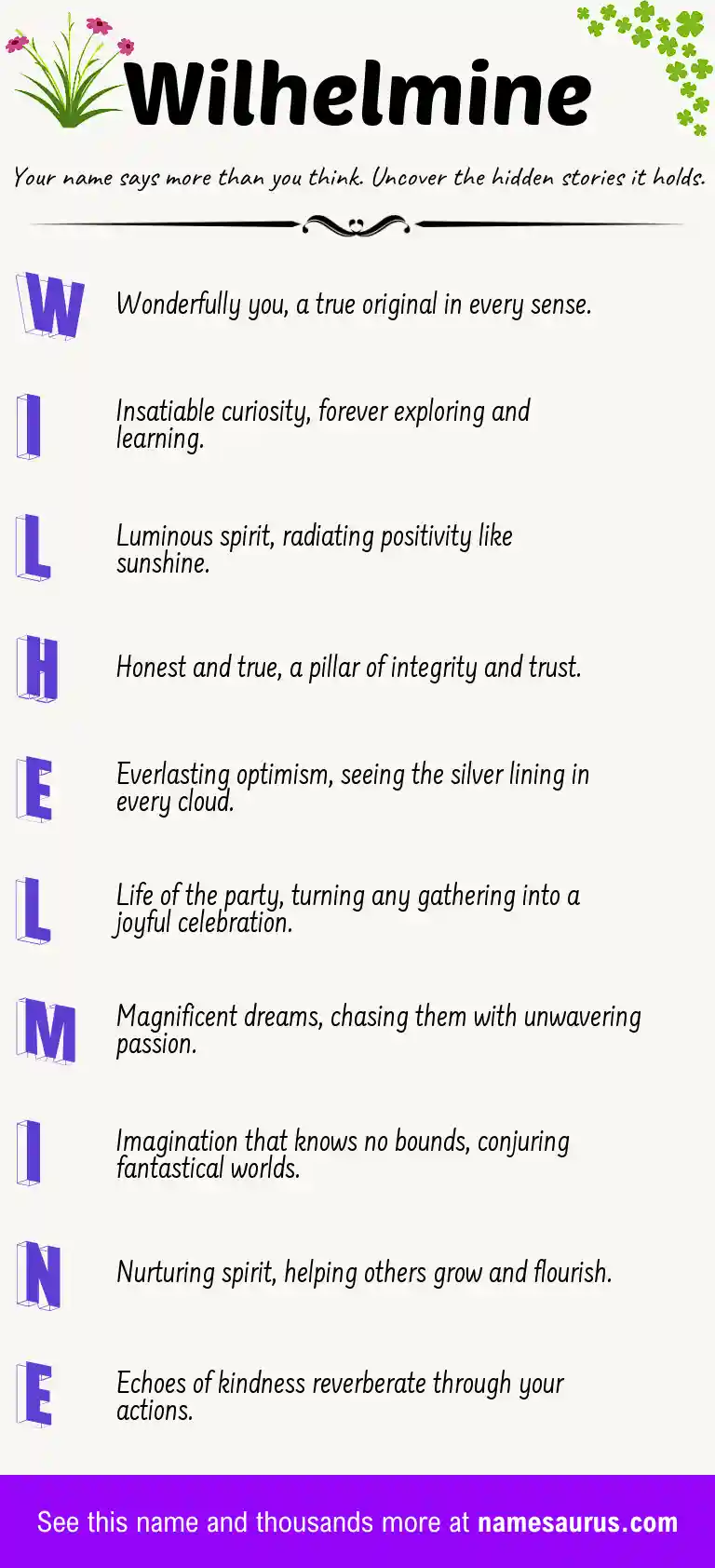 Acrostic poem about Wilhelmine.