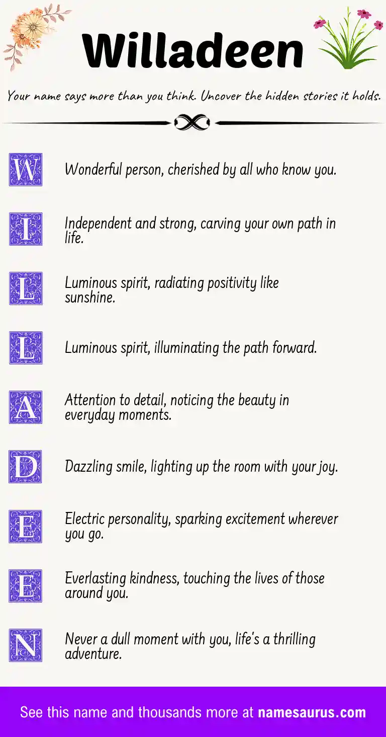 Acrostic poem about Willadeen.