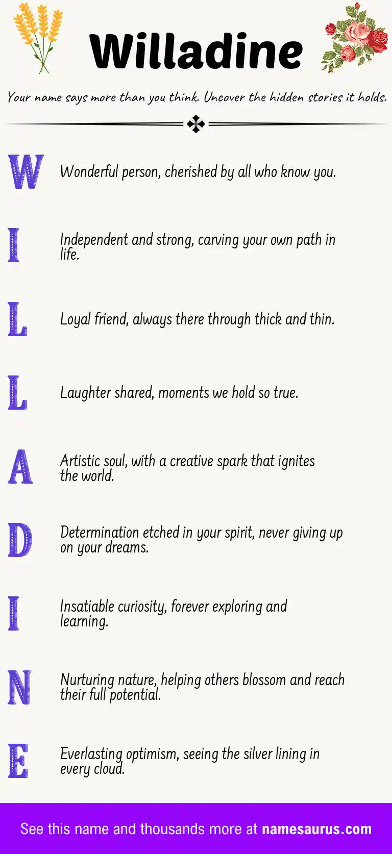 Acrostic poem about Willadine.