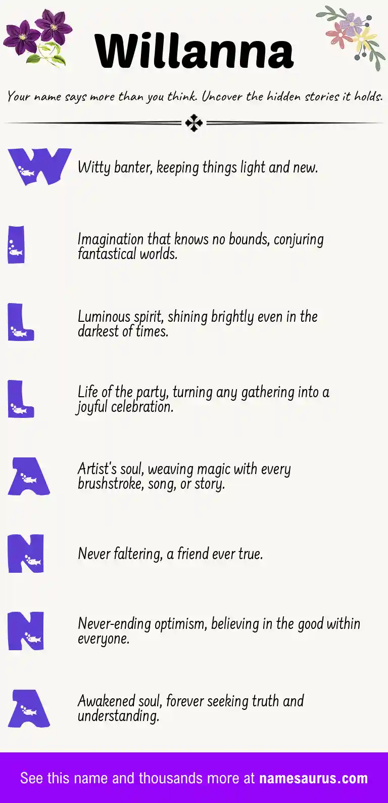 Acrostic poem about Willanna.