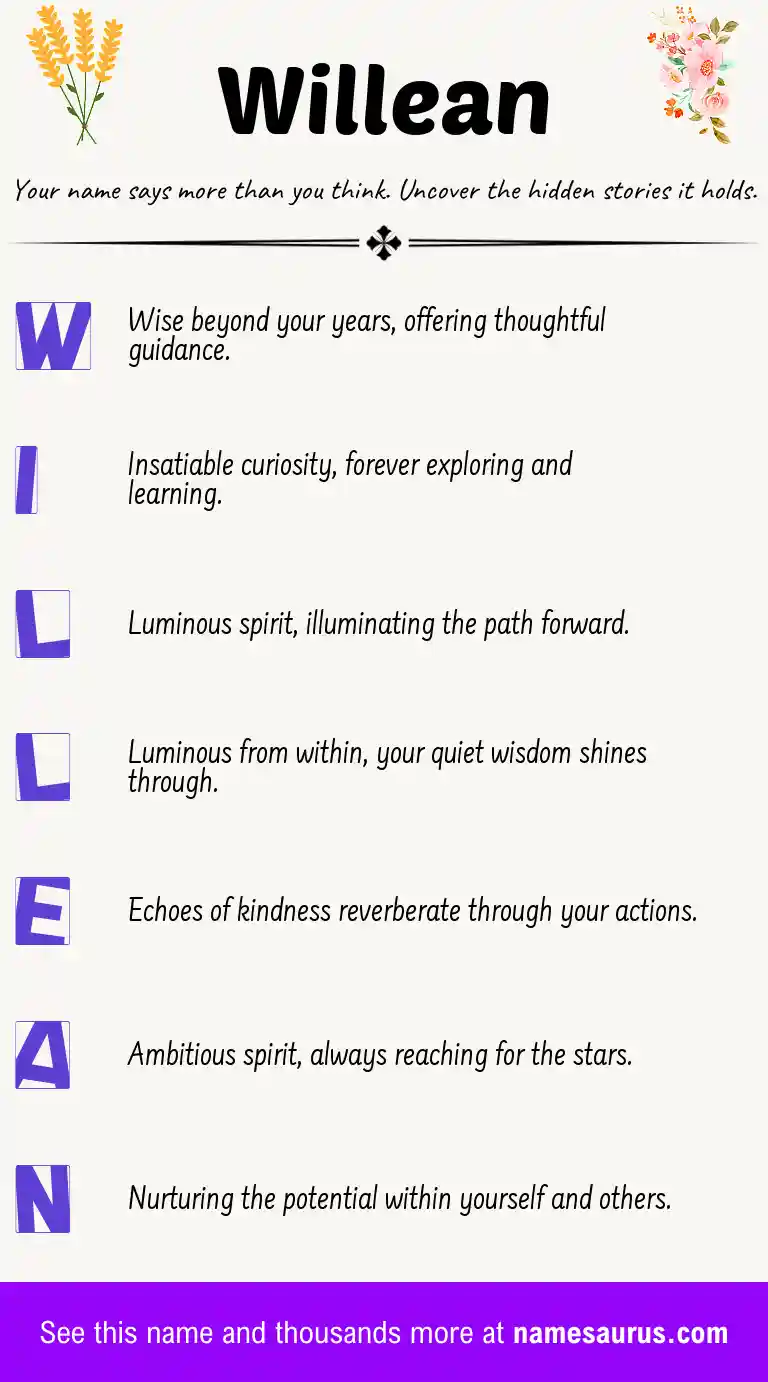 Acrostic poem about Willean.