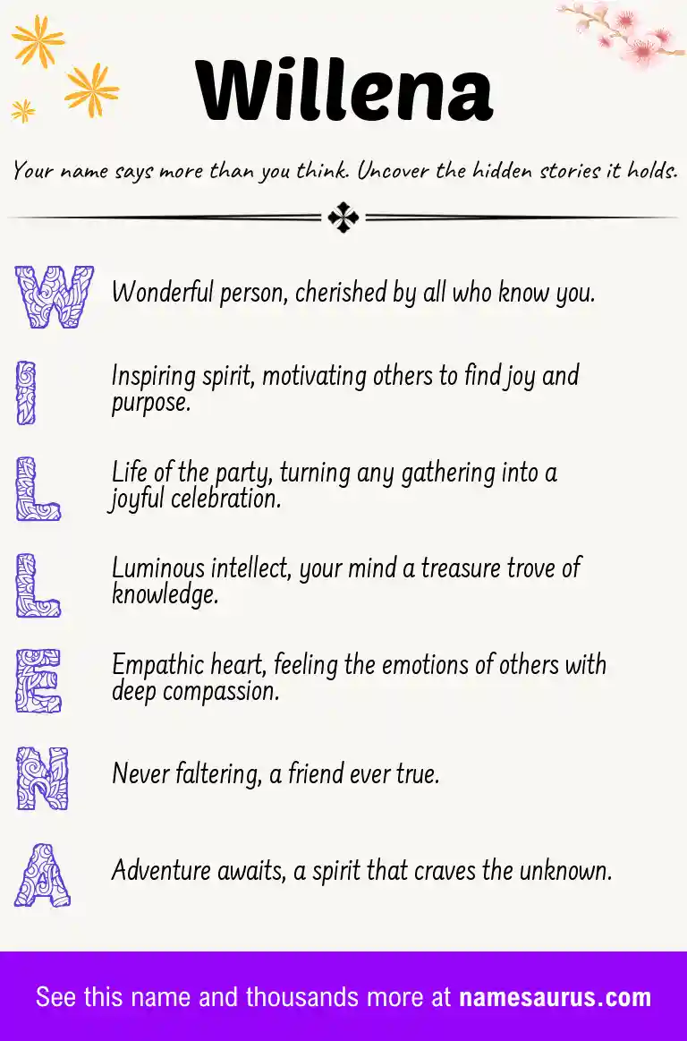 Acrostic poem about Willena.