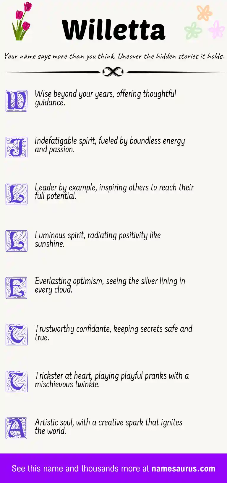 Acrostic poem about Willetta.