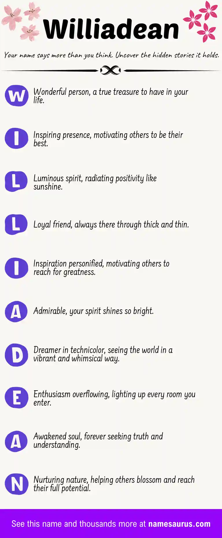 Acrostic poem about Williadean.