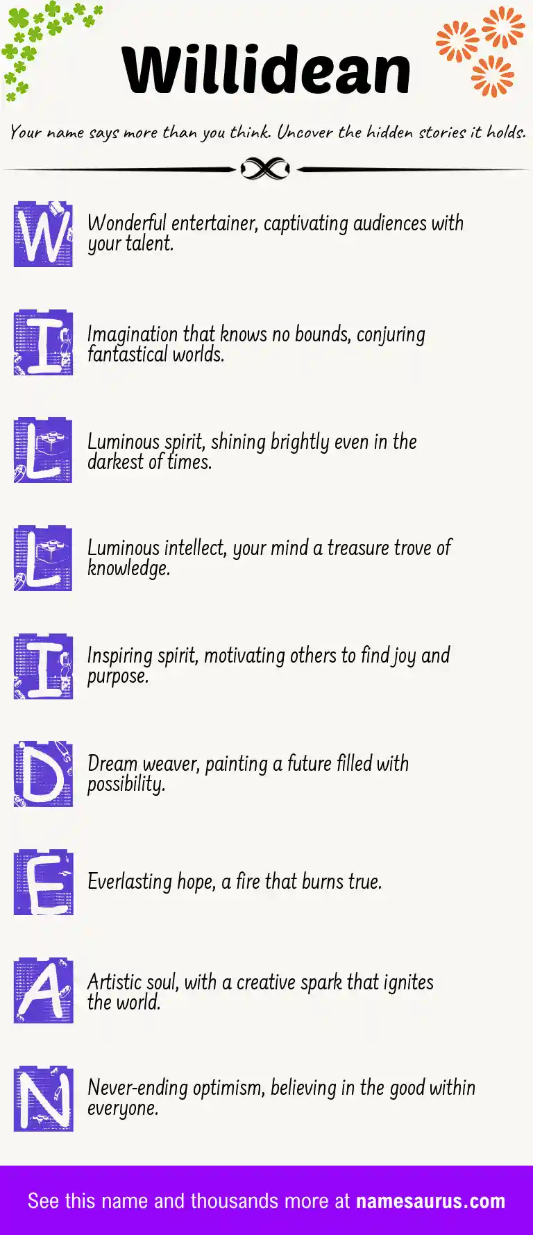 Acrostic poem about Willidean.