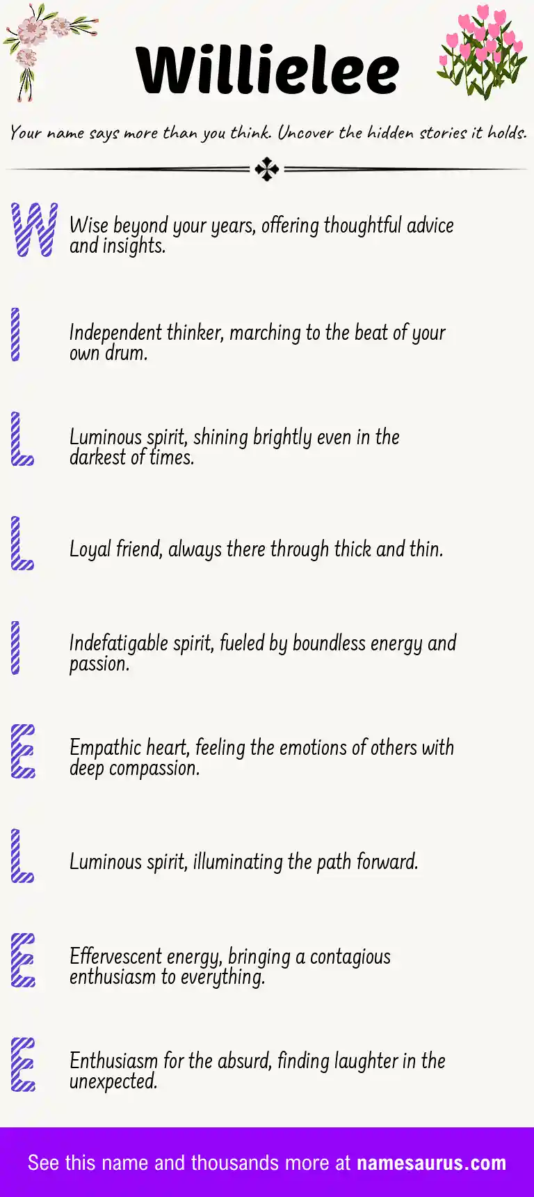 Acrostic poem about Willielee.
