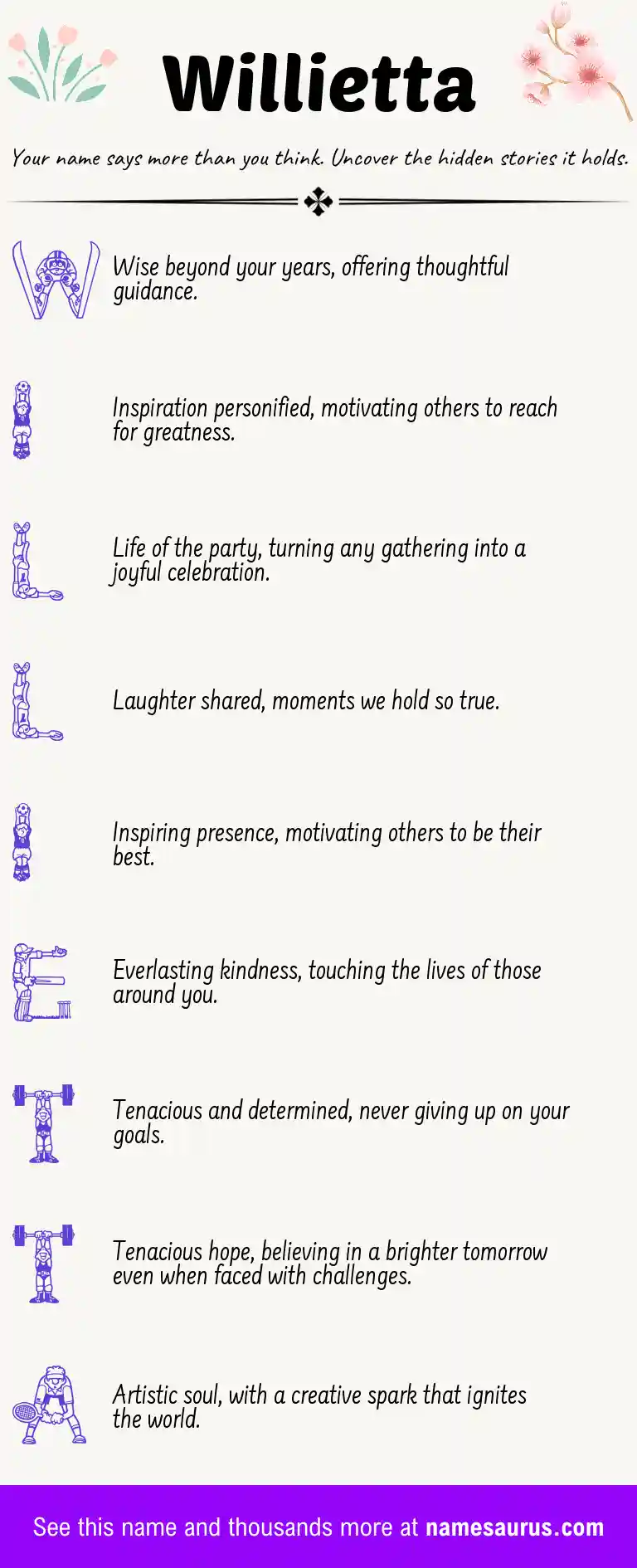 Acrostic poem about Willietta.