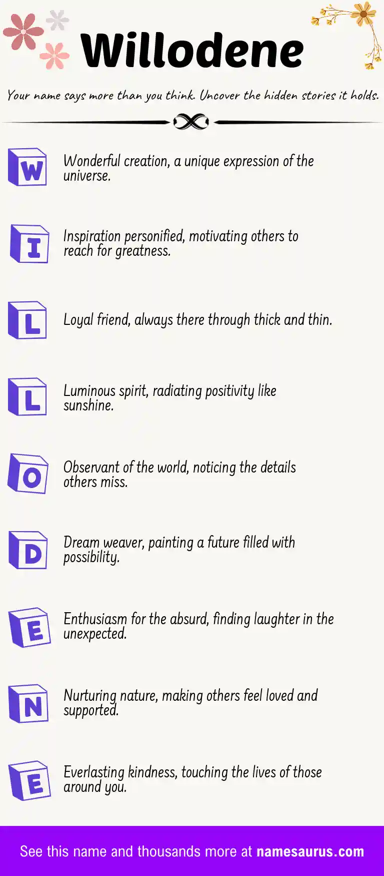 Acrostic poem about Willodene.