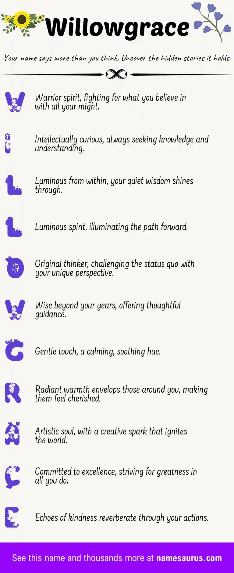 Acrostic poem about Willowgrace.