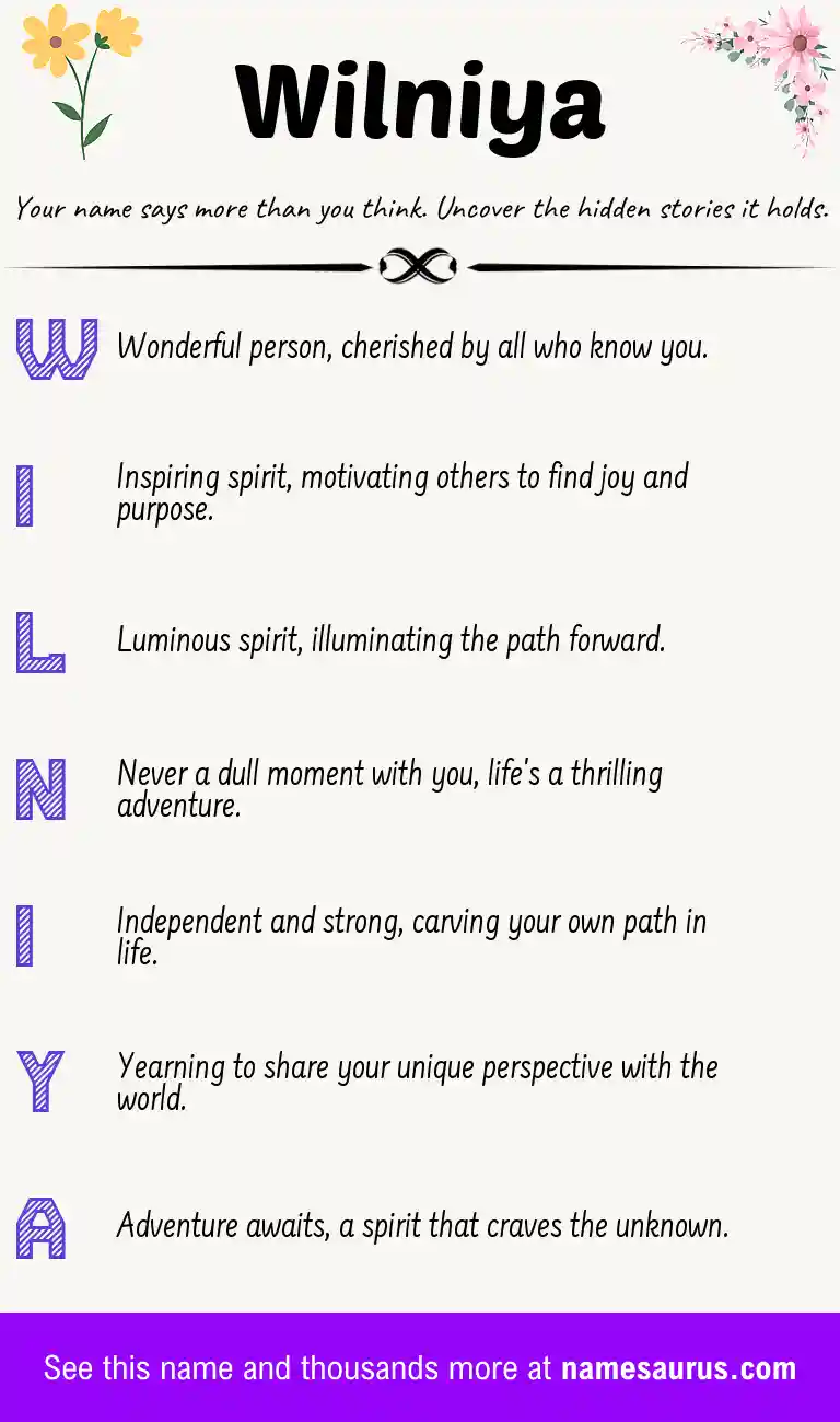 Acrostic poem about Wilniya.