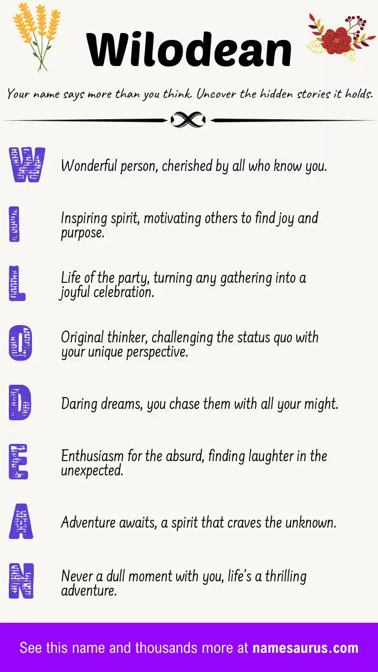 Acrostic poem about Wilodean.