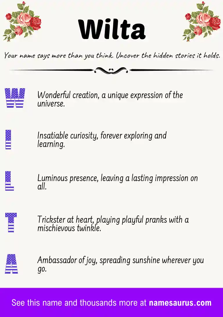 Acrostic poem about Wilta.