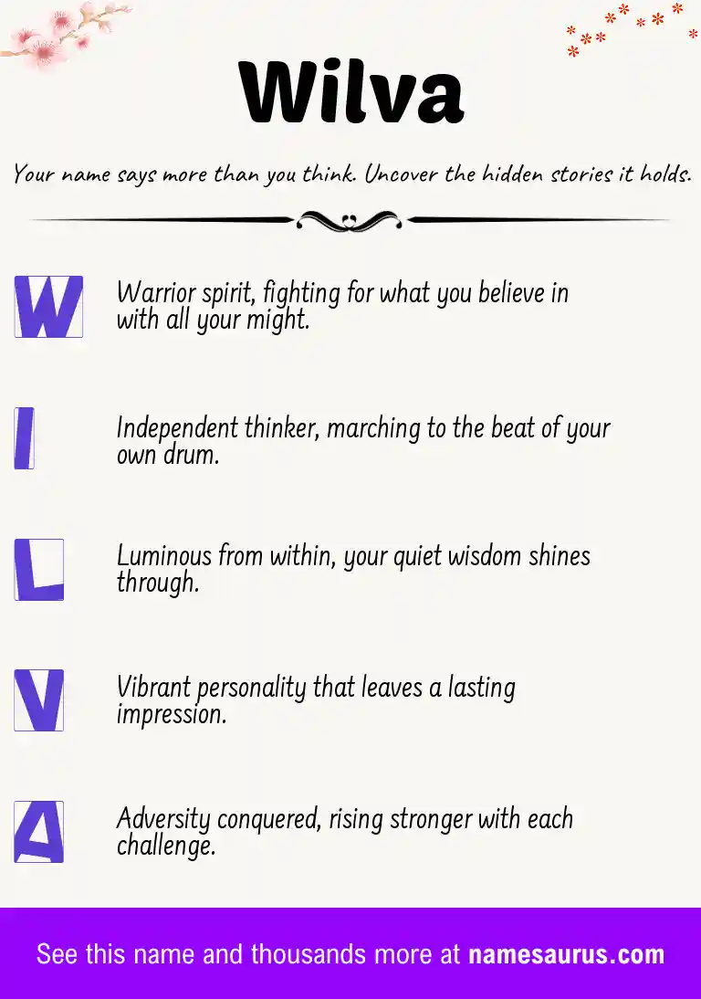 Acrostic poem about Wilva.