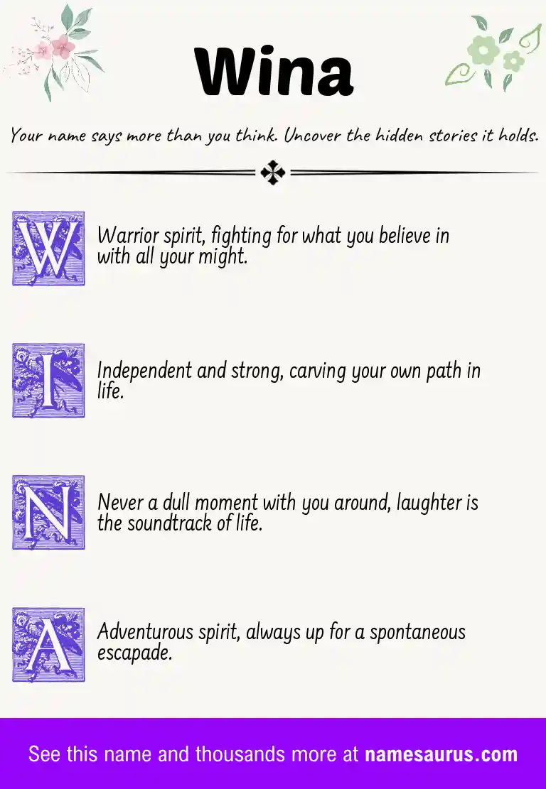 Acrostic poem about Wina.