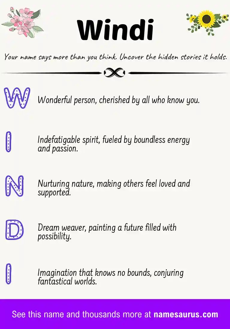Acrostic poem about Windi.