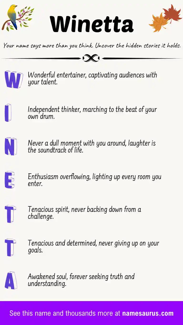 Acrostic poem about Winetta.