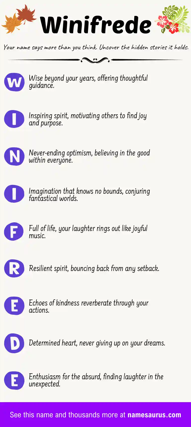 Acrostic poem about Winifrede.