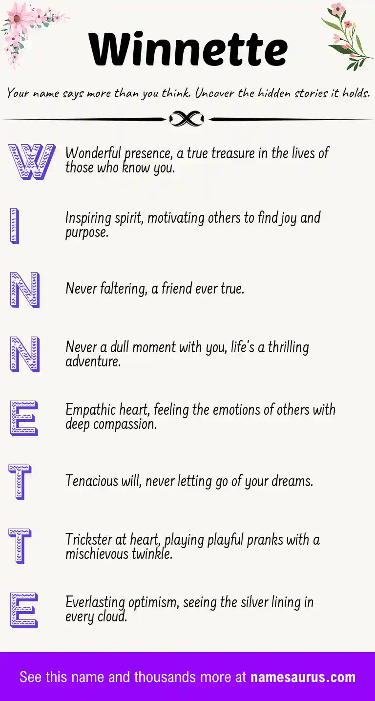 Acrostic poem about Winnette.