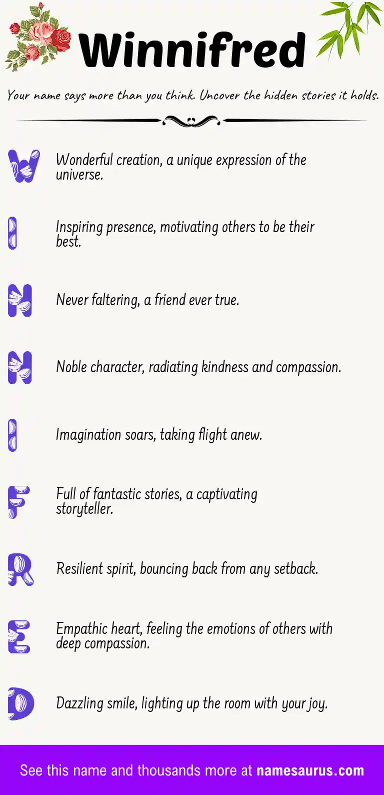 Acrostic poem about Winnifred.