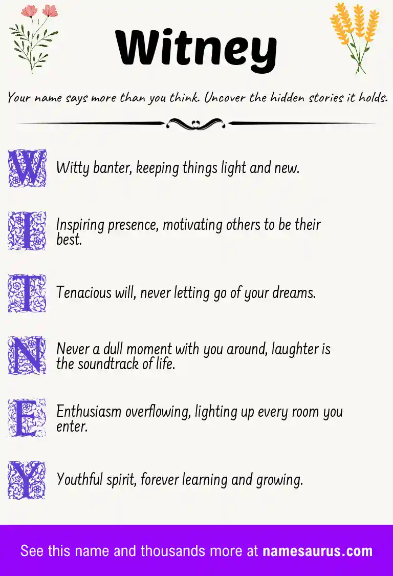 Acrostic poem about Witney.