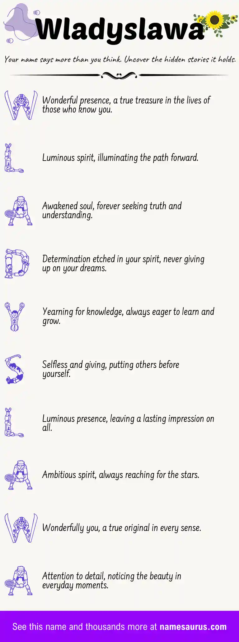 Acrostic poem about Wladyslawa.
