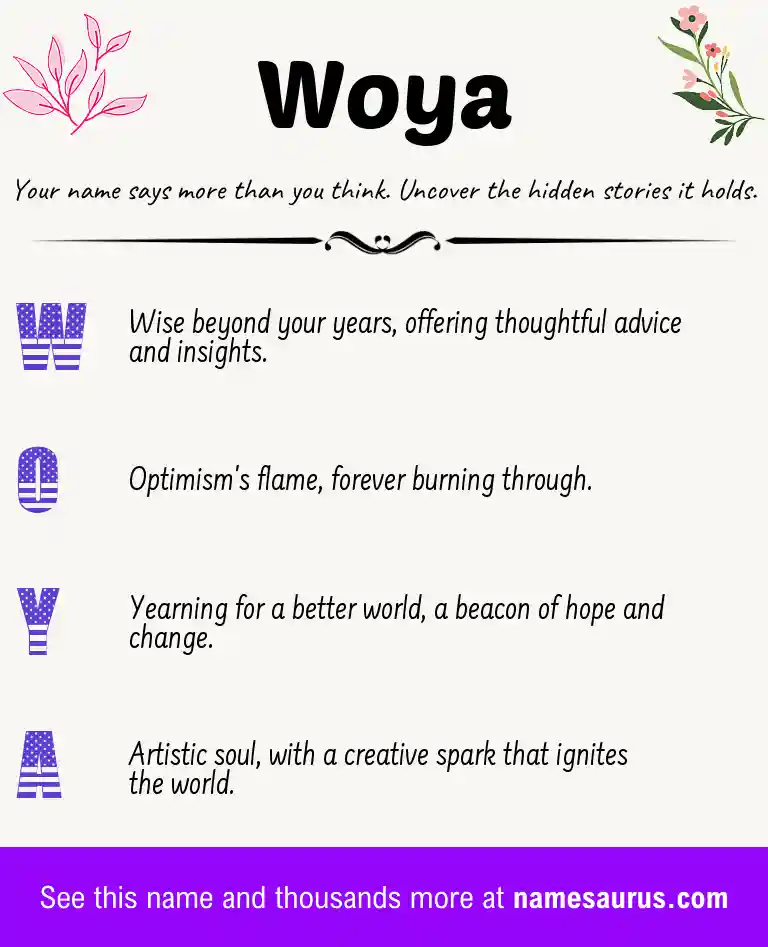 Acrostic poem about Woya.