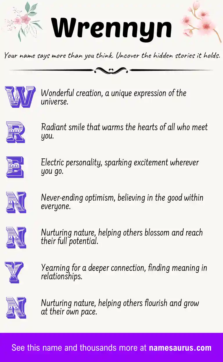 Acrostic poem about Wrennyn.