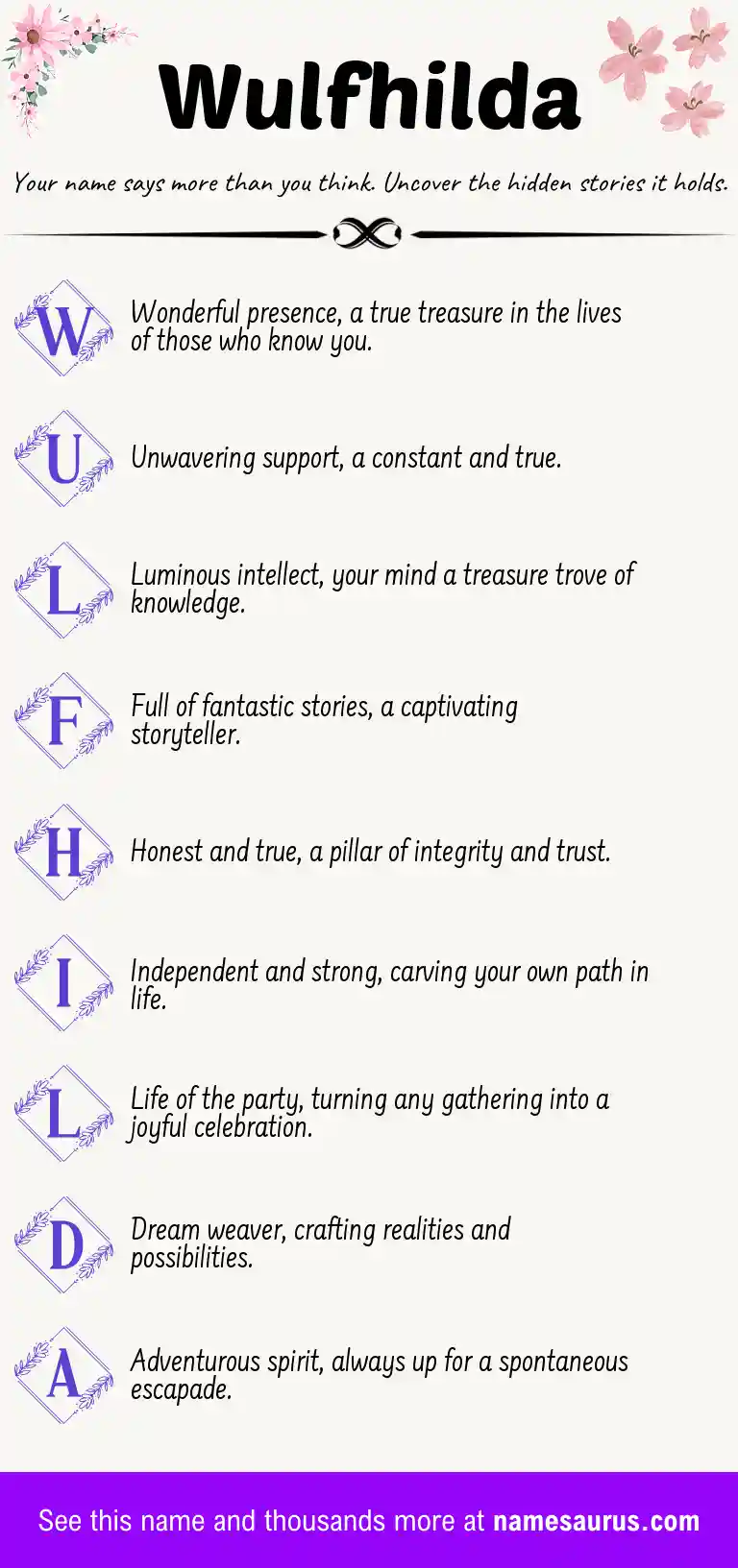 Acrostic poem about Wulfhilda.