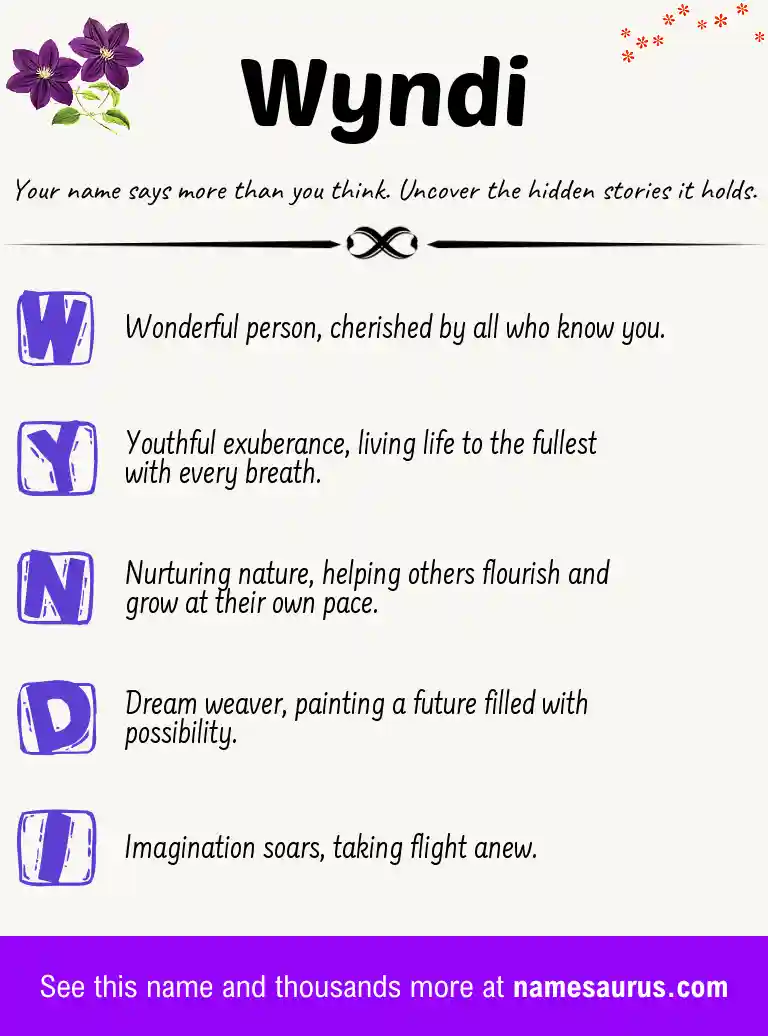 Acrostic poem about Wyndi.