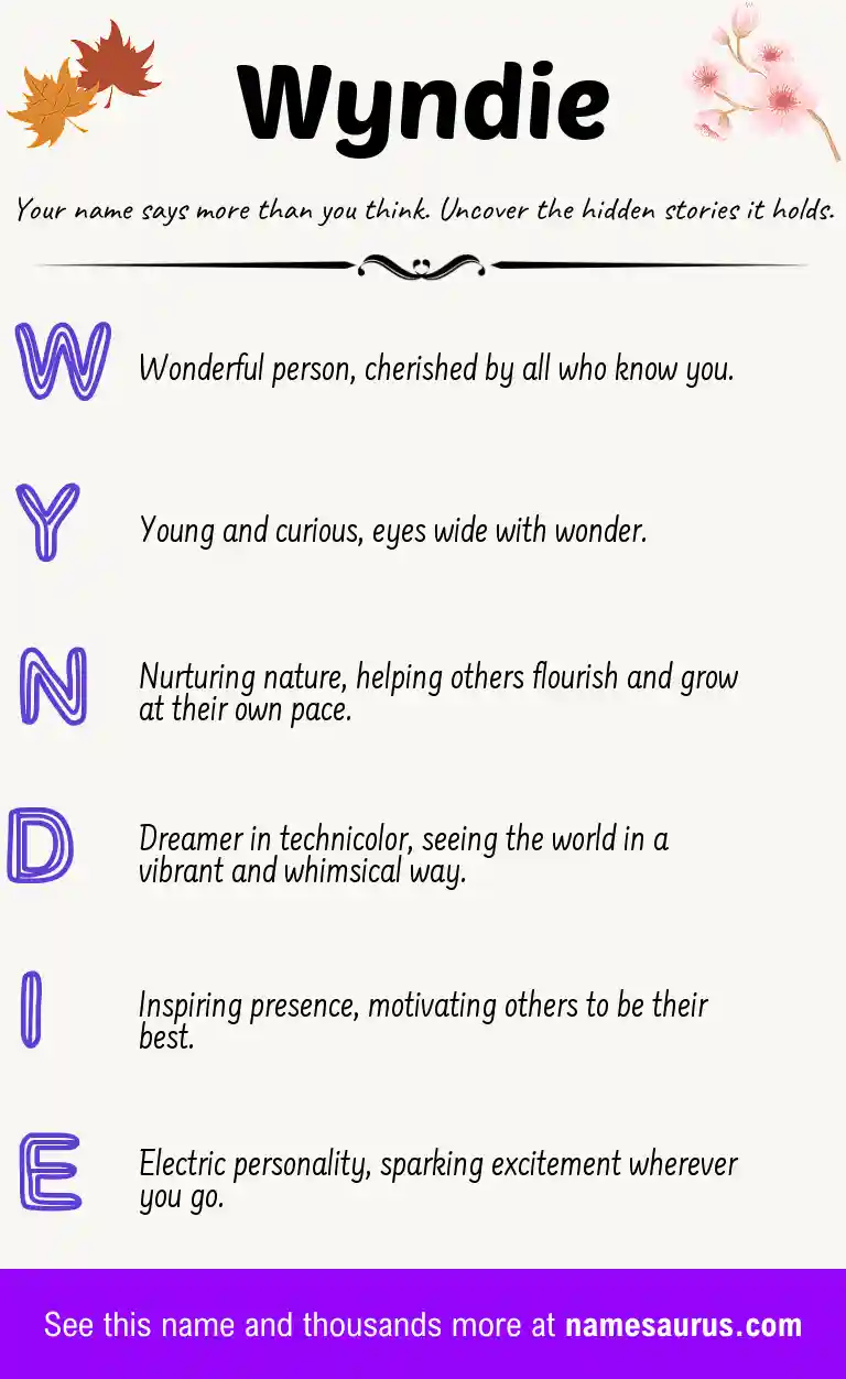 Acrostic poem about Wyndie.