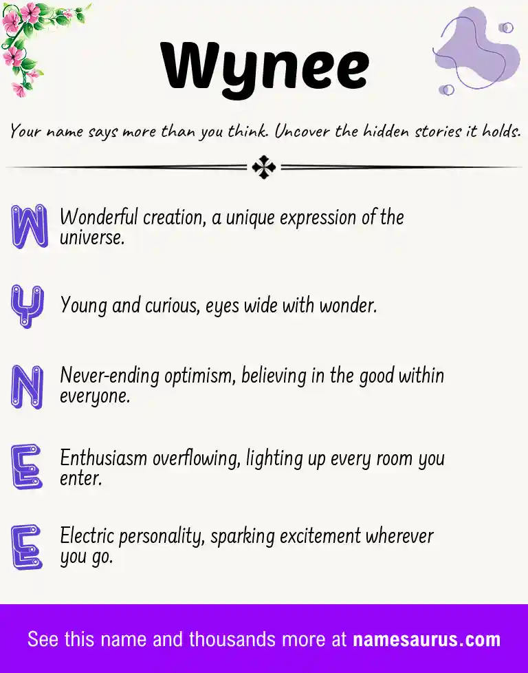 Acrostic poem about Wynee.