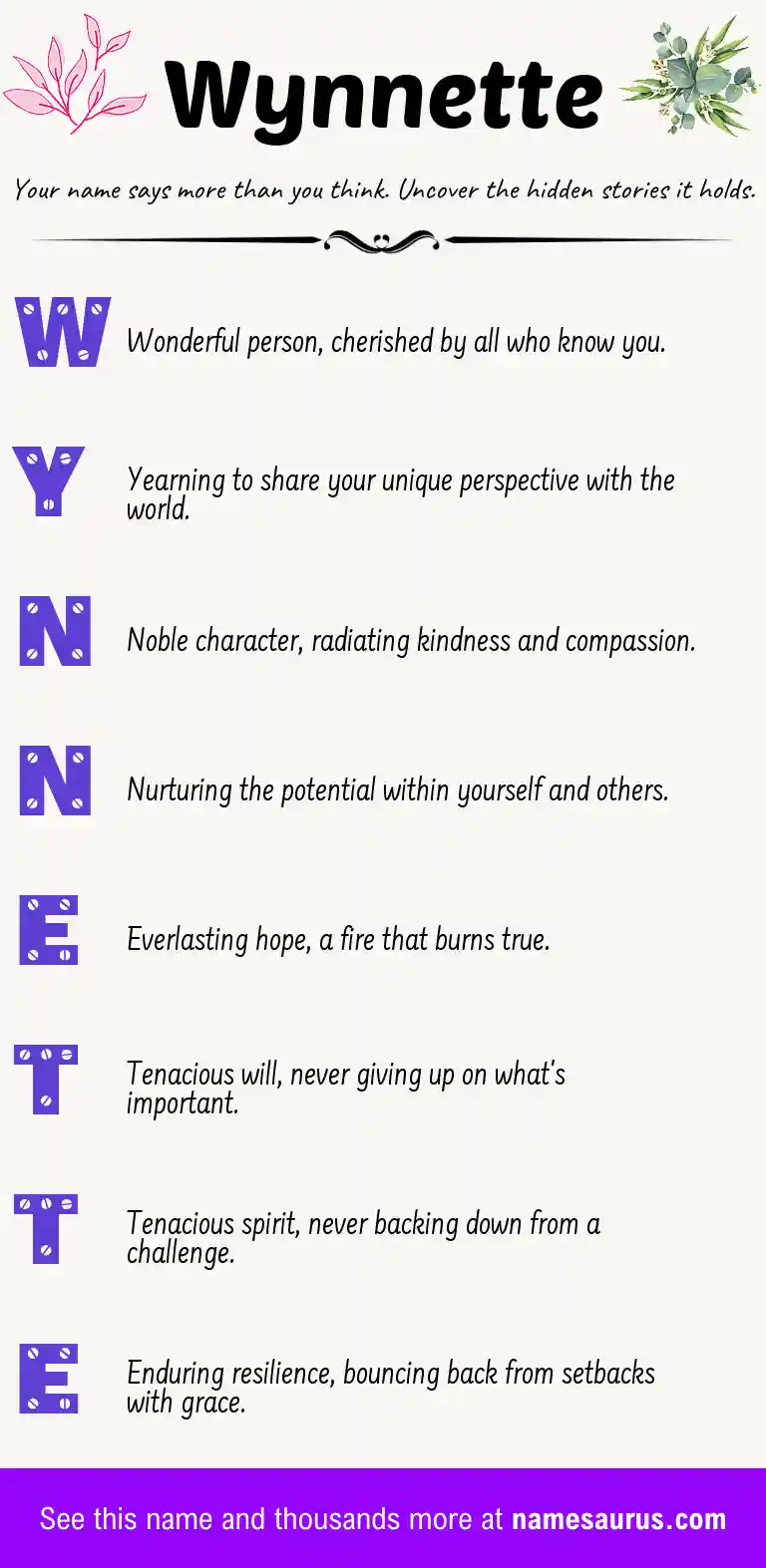 Acrostic poem about Wynnette.