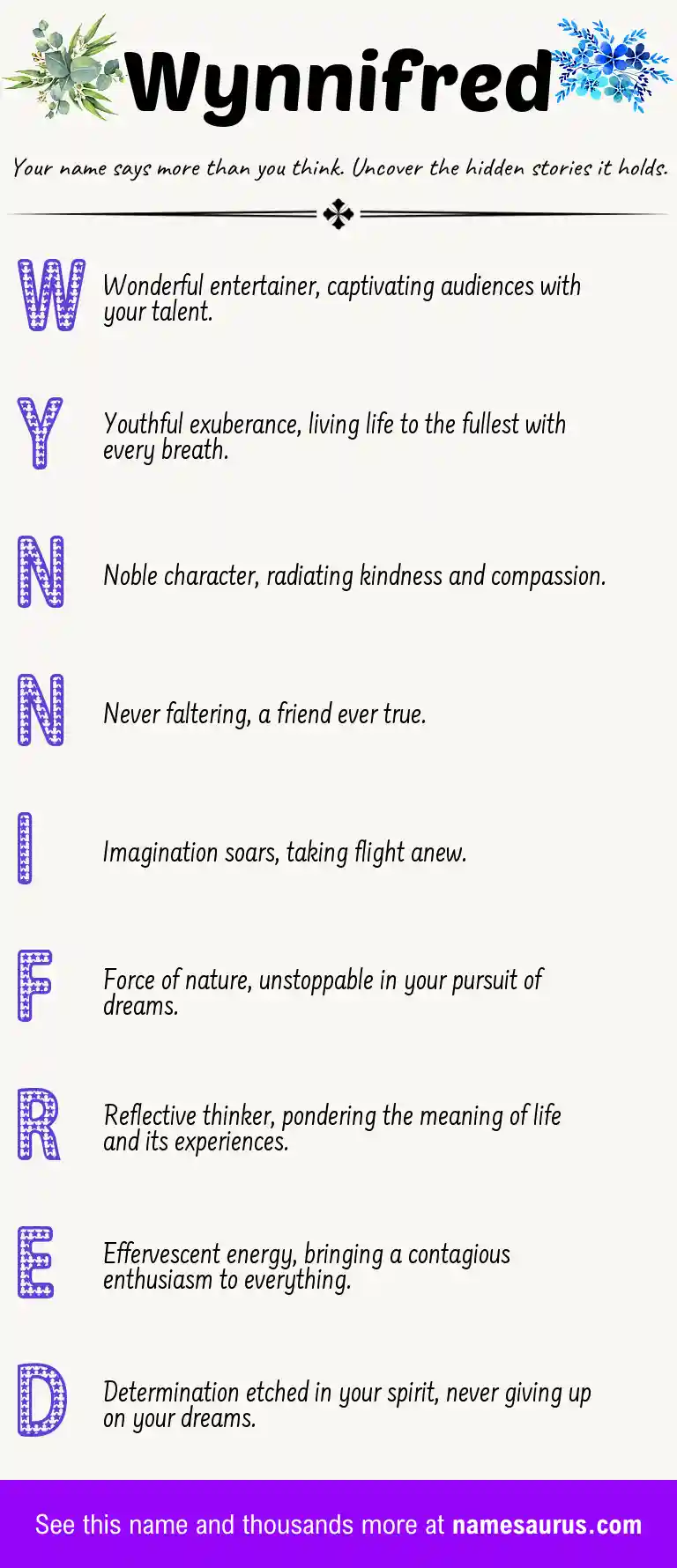 Acrostic poem about Wynnifred.