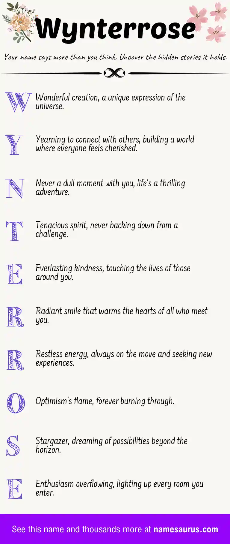 Acrostic poem about Wynterrose.