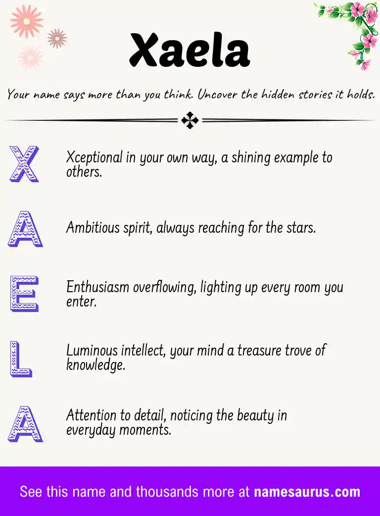Acrostic poem about Xaela.