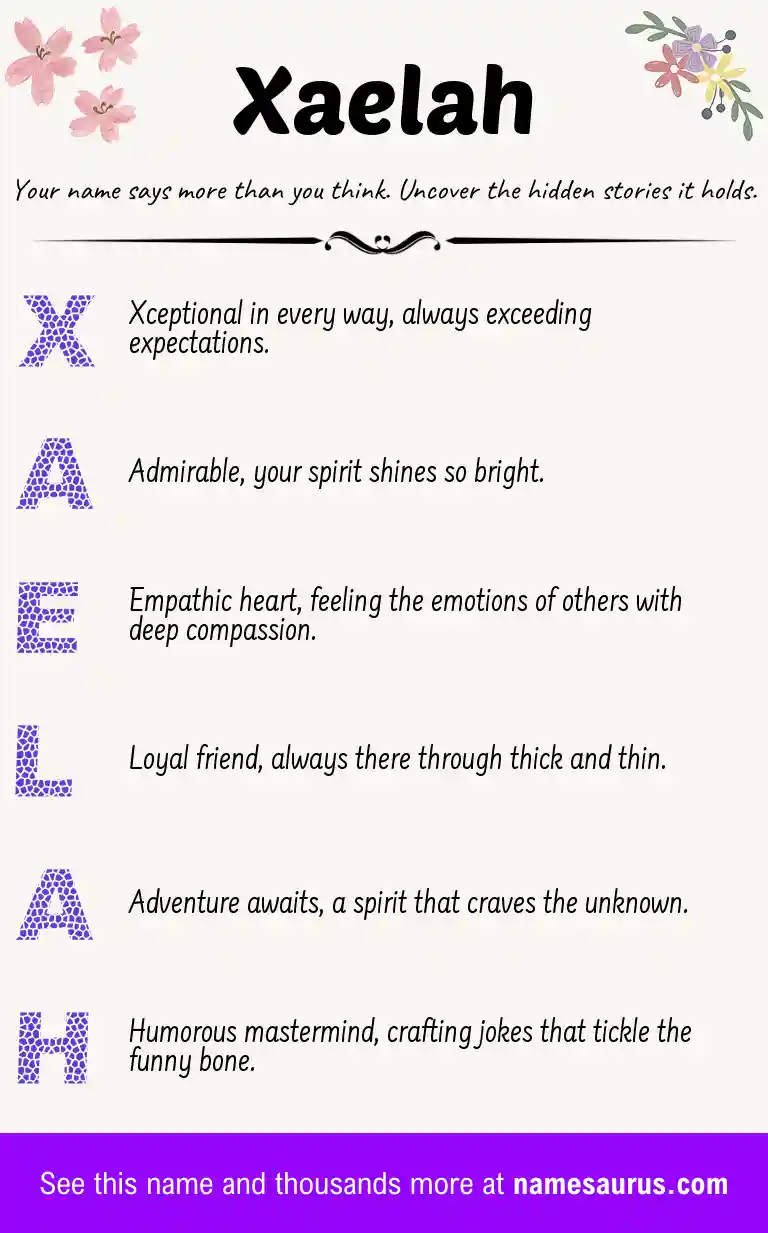 Acrostic poem about Xaelah.