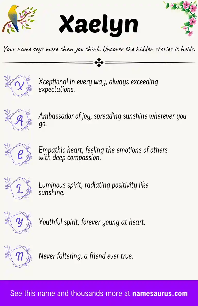 Acrostic poem about Xaelyn.