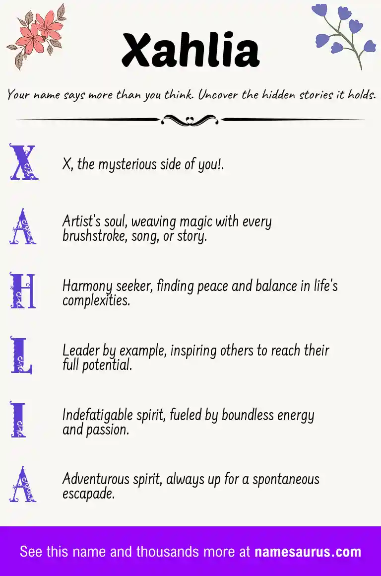 Acrostic poem about Xahlia.