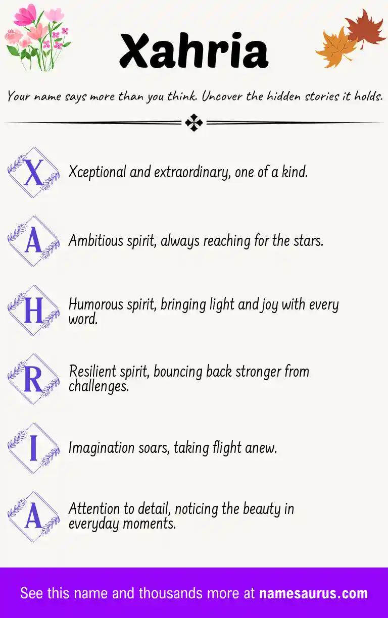 Acrostic poem about Xahria.