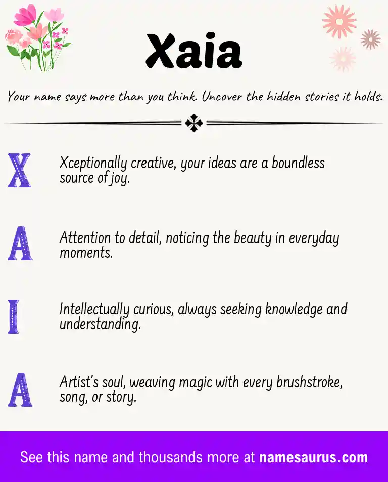 Acrostic poem about Xaia.
