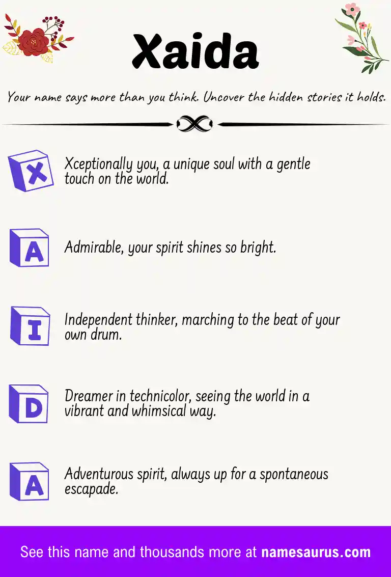 Acrostic poem about Xaida.