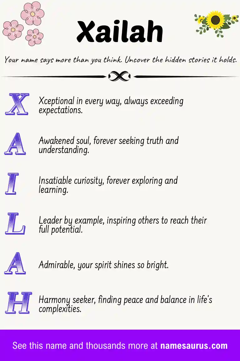 Acrostic poem about Xailah.