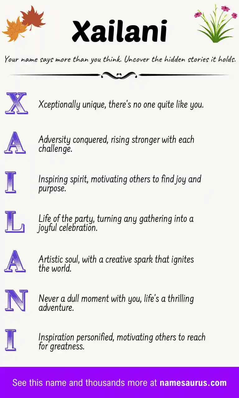 Acrostic poem about Xailani.