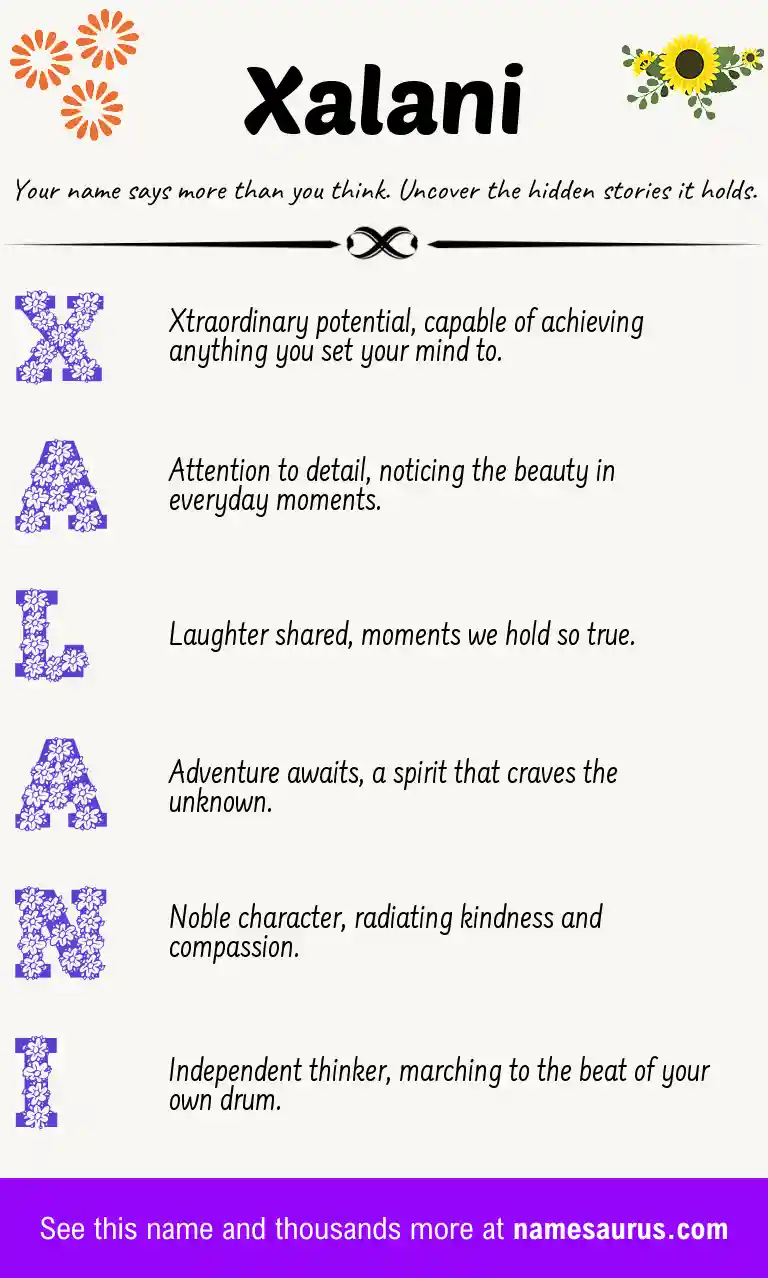 Acrostic poem about Xalani.