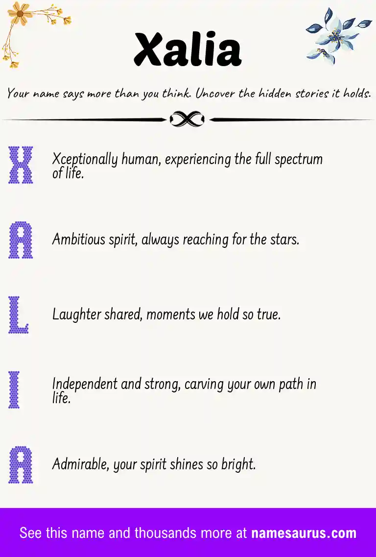 Acrostic poem about Xalia.