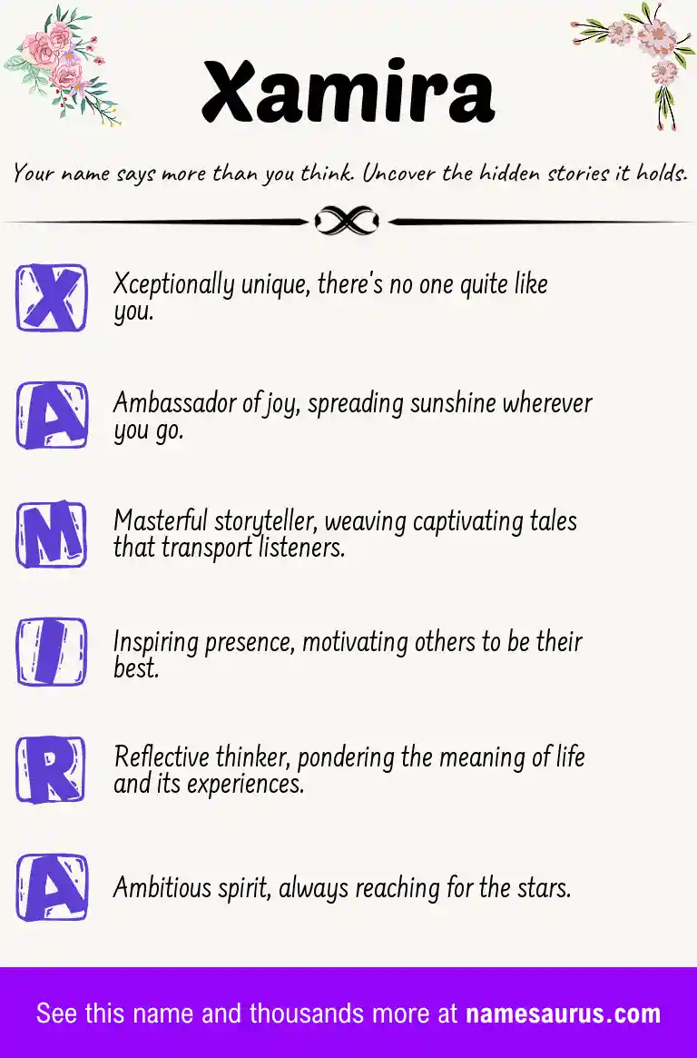 Acrostic poem about Xamira.