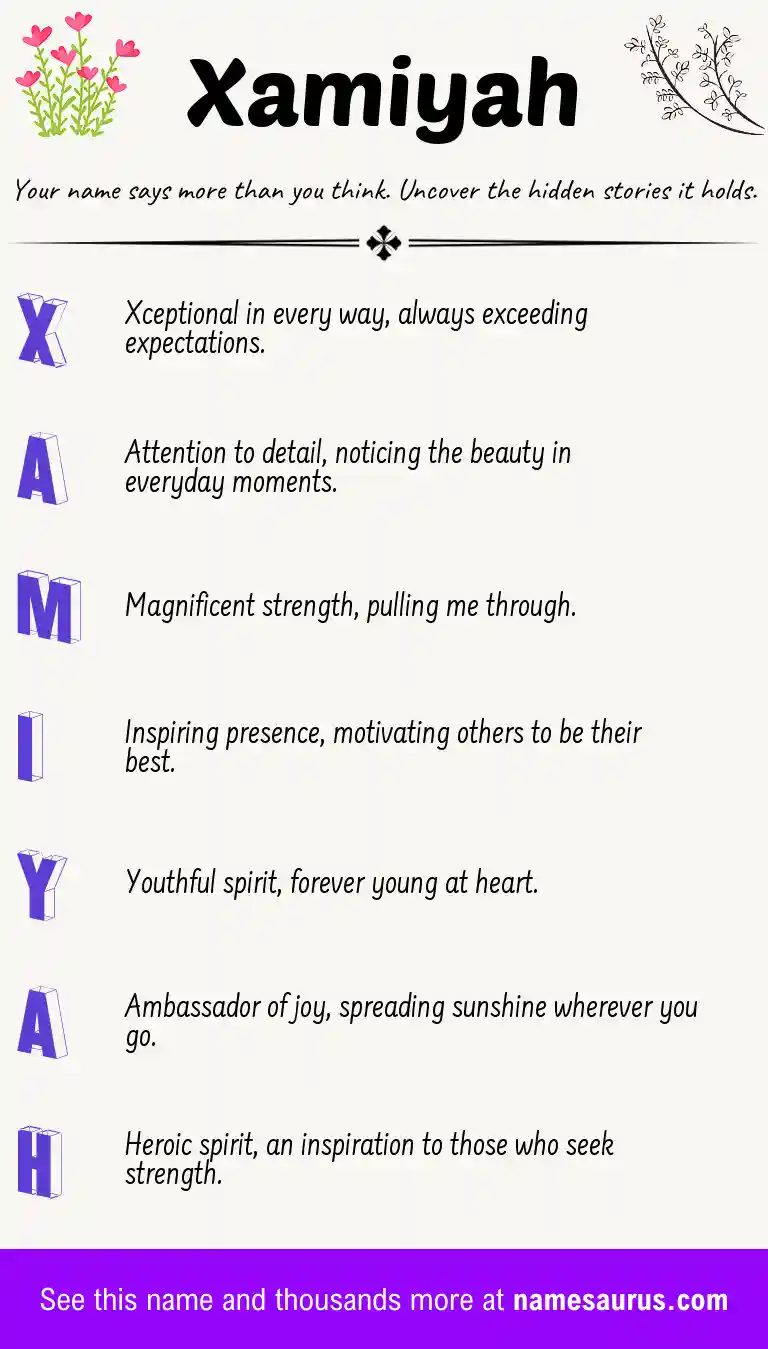 Acrostic poem about Xamiyah.