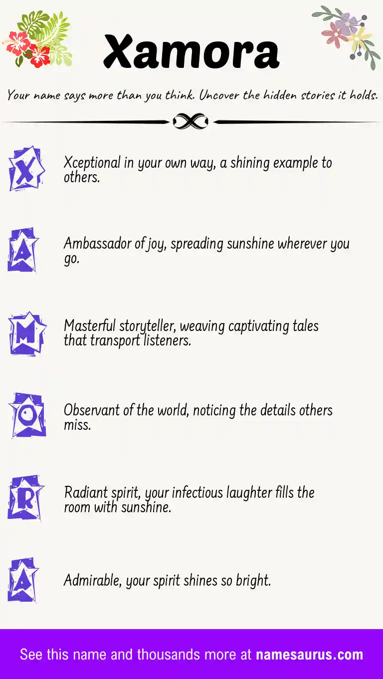 Acrostic poem about Xamora.